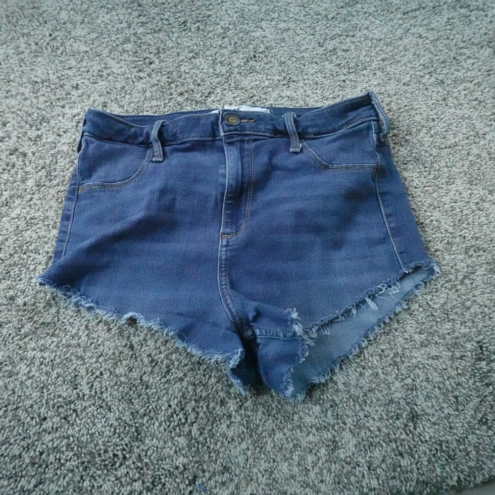 Hollister Shorts‎ Womens 9 Dark Blue Denim Jean Jorts High Rise Micro Mini Surf